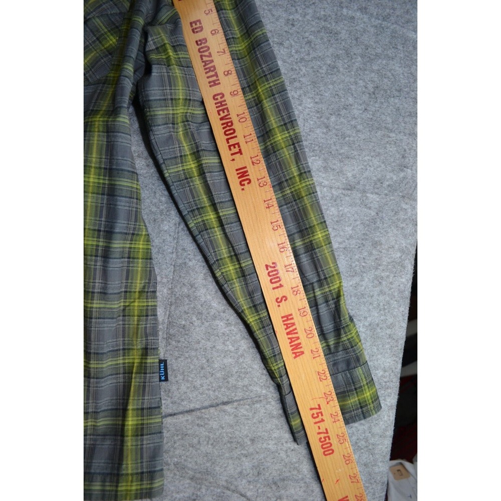 Kuhl Mountain Crown Shirt Mens L Lime Gray Plaid Long Sleeve Classic Button-Up - Picture 13 of 16